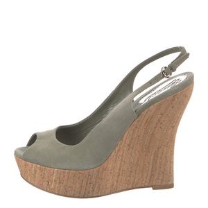 Gucci Green Wedge Sandals